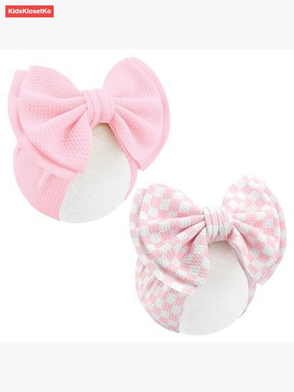 2 Pack Checkered Headbands with Double Layered Bows for Infants Toddlers Soft